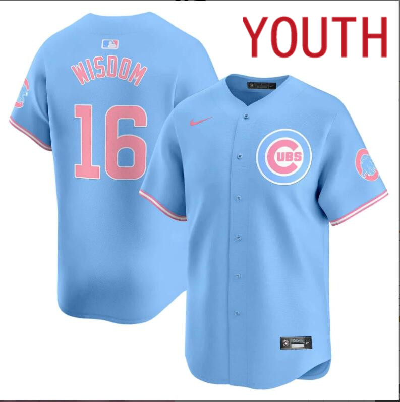Youth  Chicago Cubs #16 Wisdom blue 2024 Nike MLB jersey->indianapolis colts->NFL Jersey